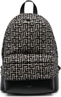 Backpack In Black And Ivory Jacquard With Maxi Monogram