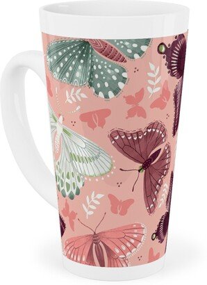 Mugs: Romantic Butterflies - Pink Tall Latte Mug, 17Oz, Pink