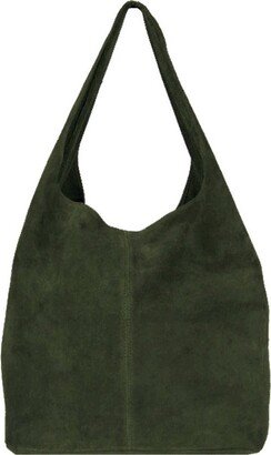 Sostter Olive Soft Suede Leather Hobo Shoulder Bag | Biaix