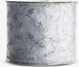 Selfridges Edit Silver Floral Glitter-embellished Mesh Ribbon 7cm