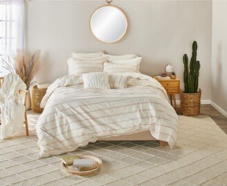 Elliot Stripe 3 Piece Comforter Set, King - Sugar, Stone