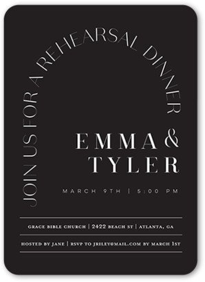 Rehearsal Dinner Invitations: Arched Rehearsal Rehearsal Dinner Invitation, Grey, 5X7, Matte, Signature Smooth Cardstock, Rounded