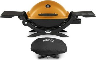 Q1200 Liquid Propane Grill (Orange) With Grill Cover