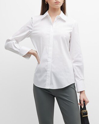 Plus Size Wright Button-Down Cotton-Blend Shirt