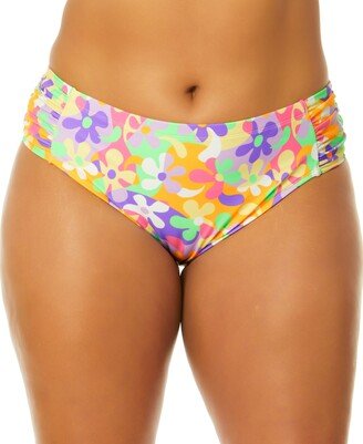 Salt + Cove Trendy Plus Size Dazy Daisy Soft Side-Tab Mid-Rise Bikini Bottoms, Created for Macy's