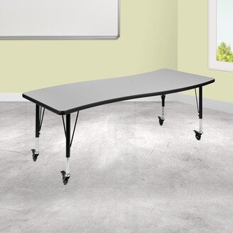 Mobile 26W x 60L Wave Collaborative Grey Kids Adjustable Activity Table