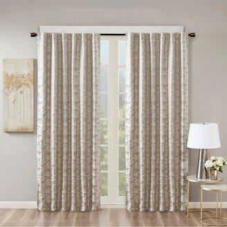 Gracie Mills 1-pc Marble Jacquard Total Blackout Curtain Panel, Grey/Silver - 50x95 Panel - Grey/silver