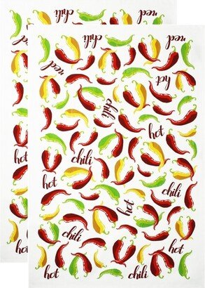 2pk Chili Peppers Print Kitchen Towels - MU Kitchen