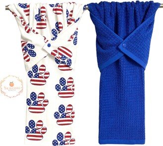 Patriotic Kitchen Towel, Stay Put Red White & Blue Towels, Fourth Of July Oven/Stove Handle USA Dish Towel