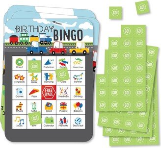 Big Dot Of Happiness Cars, Trains, & Airplanes Picture Cards/Markers Birthday Shaped Bingo Game 18 Ct