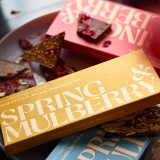 Spring & Mulberry Dark Chocolate Bar, Pecan + Date