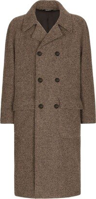 Mélange-Effect Double-Breasted Coat