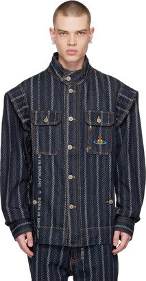 Navy 'Born In England' Denim Jacket