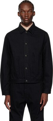 Black Spread Collar Denim Jacket