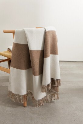 Fringed Striped Cashmere Blanket - Neutrals