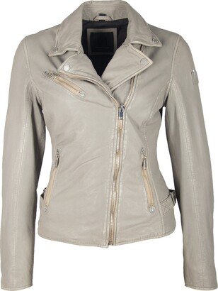 Sofia Leather Jacket, Silver Grey