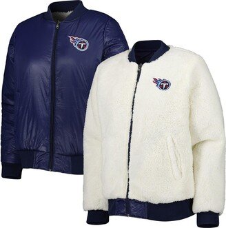 Women's G-iii 4Her by Carl Banks Oatmeal, Navy Tennessee Titans Switchback Reversible Full-Zip Jacket - Oatmeal, Navy