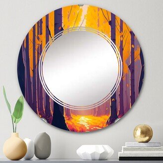 Designart 'Golden Hour Birch Trees IV' Printed Landscape Forest Wall Mirror