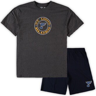 Men's Concepts Sport Blue, Heathered Charcoal St. Louis Blues Big and Tall T-shirt and Shorts Sleep Set - Blue, Heathered Charcoal