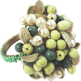 Bead Cluster Napkin Ring, Set Of 4, Color Teal