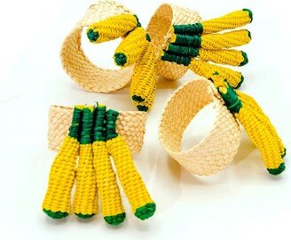 Washein Yellow Corn Napkin Rings Set Of 4