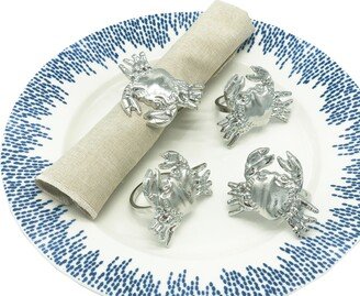 Coastal Crab Metal Napkin Rings - Set Of 4 Sea Creature Holders For Home Decor, 2 Colors Available