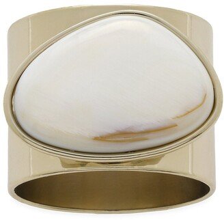 Mother Of Pearl Gilt Edge Shell Napkin Rings 2-Piece Set