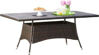 Corsica Rectangle Wicker Dining Table - Multi Brown