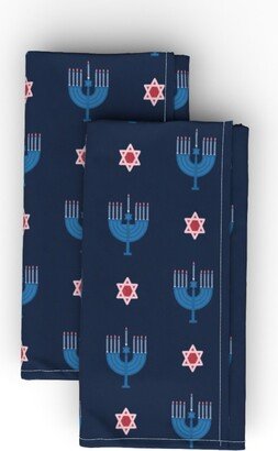 Cloth Napkins: Hanukkah - Navy Cloth Napkin, Longleaf Sateen Grand, Blue