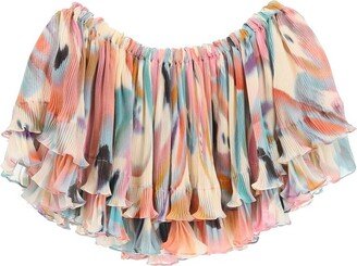 Butterfly Wing Print Off The Shoulder Crop Top