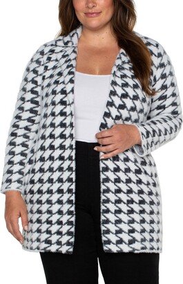 Houndstooth Open Front Sweater Coat