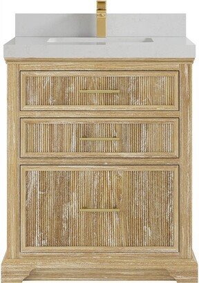 Willow Collections 30 x 22 Alys Solid Teak Wood Single Sink Bathroom Vanity with Quartz or Marble Countertop