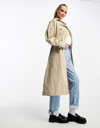 classic belted trench in taupe