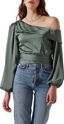 Off the Shoulder Satin Blouse