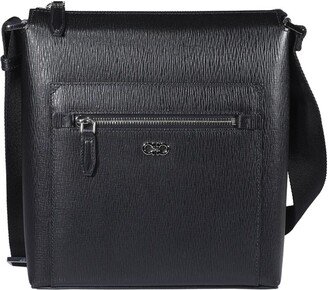 Gancini Logo Plaque Zipped Messenger Bag