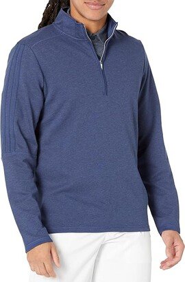 3-Stripes 1/4 Zip Pullover (Collegiate Navy Melange) Men's Clothing