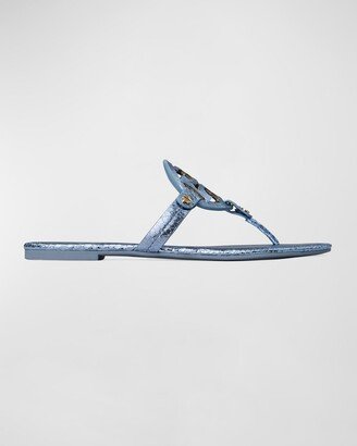 Miller Metallic Embossed Logo Thong Sandals