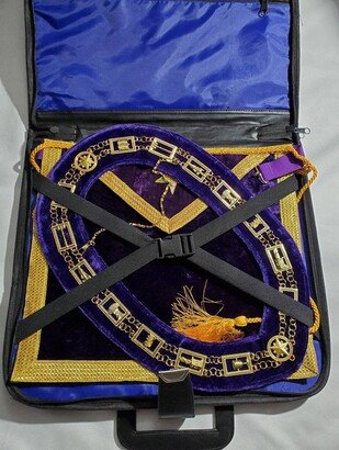 Masonic Apron & Chain Collar Set Oes Worthy Patron Matron Eastern Star + Case