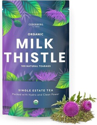 Cederberg Tea Company Milk Thistle Herbal Tea, USDA Organic, Non-GMO, Eco-Friendly and Caffeine Free - 100 Compostable Tea Bags
