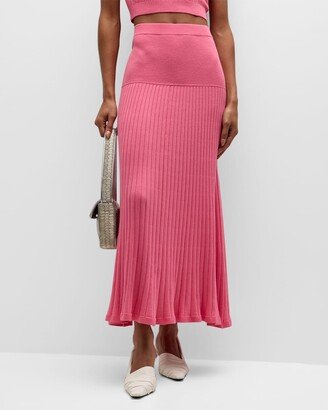 Amber Ribbed Drop-Waist Maxi Skirt-AA