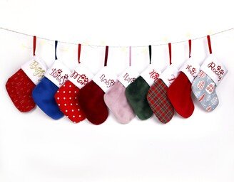 Small Christmas Stocking Mini Personalized Embroidered With Name For Pets, Velvet Stocking
