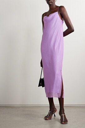 Draped Silk-crepon Midi Dress - Purple