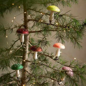 Glittery Mushroom Ornament Clips, Set of 6