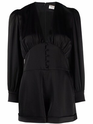 Long-Sleeve Silk Playsuit