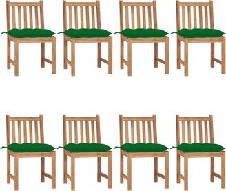 Patio Chairs 8 pcs with Cushions Solid Teak Wood