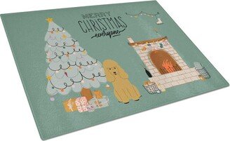 CK7632LCB Tan Poodle Christmas Everyone Glass Cutting Board