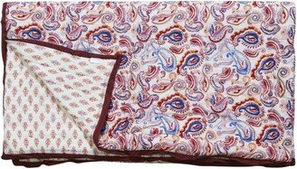 Timbergirl cotton hand printed red paisley quilt with 2 shams