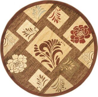 Lyndhurst Brown and Multi 5'3 x 5'3 Round Area Rug