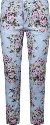 Floral Print Cropped Trousers-AA