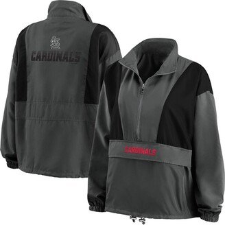 Women's Wear by Erin Andrews Charcoal St. Louis Cardinals Packable Half-Zip Jacket